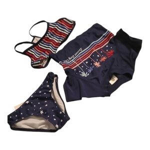 NWT Girls Colorful Striped Swimsuit XS 4/5